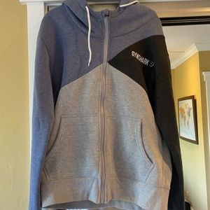 GymShark Fit Tri-Panel Thermal Zip Up Hoodie - Blue Mens hoodies | GymShark